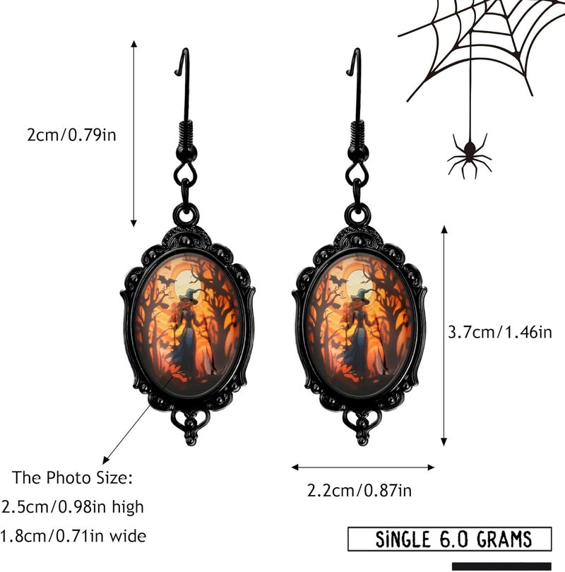 DAYANEY Halloween Earrings for Women as Goth Accessories, Gothic Witch Earring Vintage Costume Jewelry for Halloween Outfits, Devil Vampire Red Rose Earrings Raven Jewelry as Goth Gifts for Women - Image 5